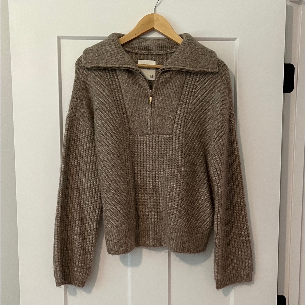 Abercrombie & Fitch Taupe Quarter-Zip Sweater